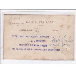 HARFLEUR : carte photo des grèves des cheminots en mai 1920 - bon état