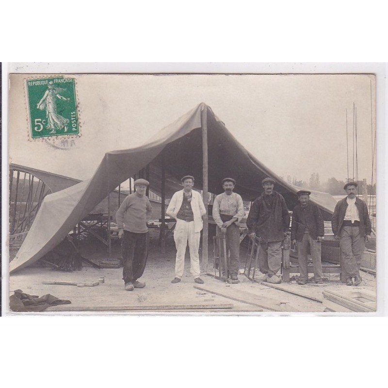 A LOCALISER : carte photo d'un chantier (cachet de départ de Seine et Marne) - très bon état