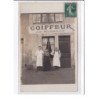 A LOCALISER : carte photo d'un salon de coiffure HERMANN (cachet de départ de Seine et Marne) - très bon état
