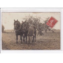BOUY SOISY : carte photo d'une scène de labour (agriculture) - état