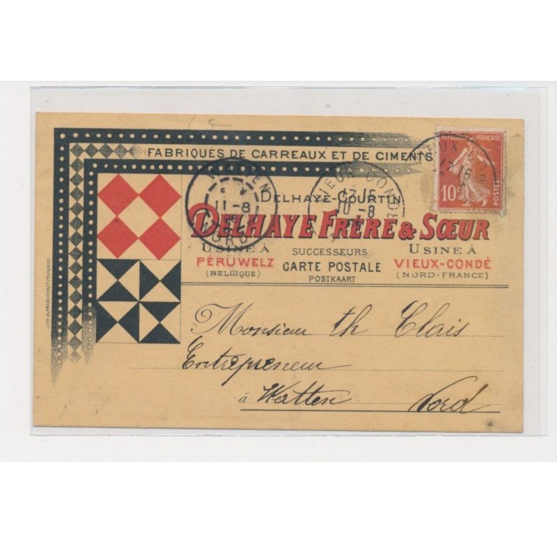 PERUWELZ - Delhaye Frère et soeur - Usine à vieux-condé - Fabrique de carreaux et de ciments - état