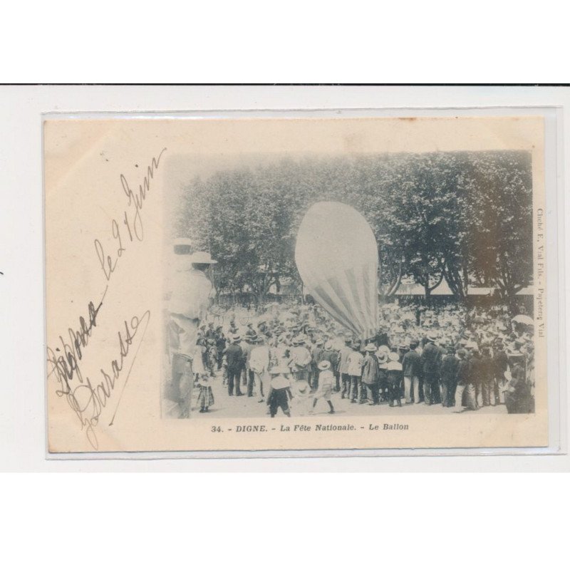 DIGNE - La fête nationale - Le ballon - aviation - très bon état