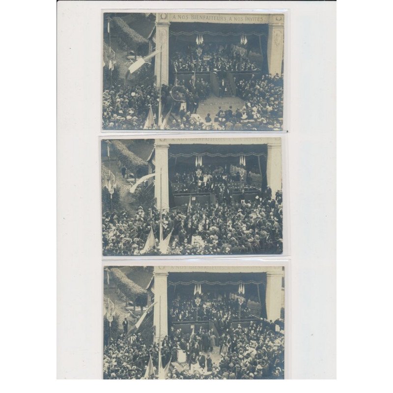BERNAY - Carte photo - Rassemblement - 3 CPA - à nos bienfaiteurs à nos invités - très bon état