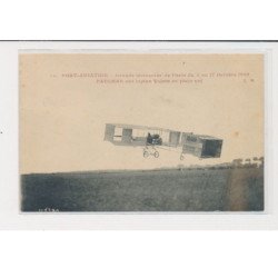 JUVISY - Port-Aviation - Grande quinzaine de Paris 1909 - Paulhan sur biplan Voisin en plein vol - très bon état