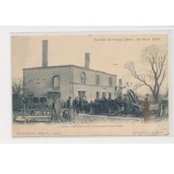 CRESPY - Incendie 26 Mars 1903 - Pompiers noyant les décombres d'une ferme - très bon état