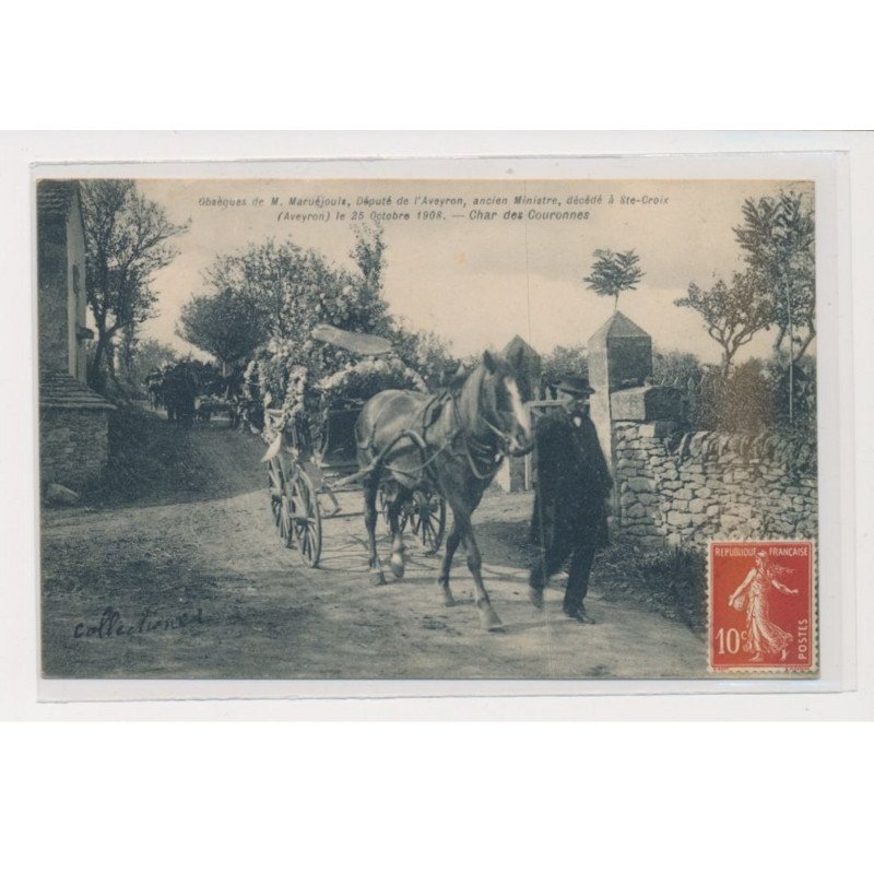 SAINTE CROIX - Obsèques de Mr Maruéjouls, député l'Aveyron - Char des couronnes - très bon état