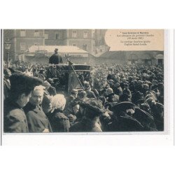 La Grève à NANTES - Les obsèques du gréviste Charles (19 Mars 1907) Le cortège funèbre quitte l'église - très bon état