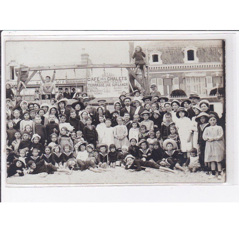 LE CROTOY : carte photo du café des Chalets (enfants - balançoires) - très bon état