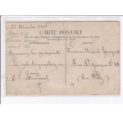 DOULLENS : carte photo de militaires en automobile devant un café - état