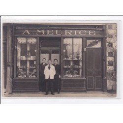 AMIENS : carte photo du salon de coiffure MEURICE (coiffeur) - état