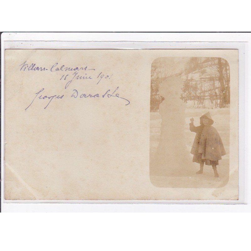 VILLARS COLMARS par Beauvezer : carte photo (enfant et bonhomme de neige) - très bon état
