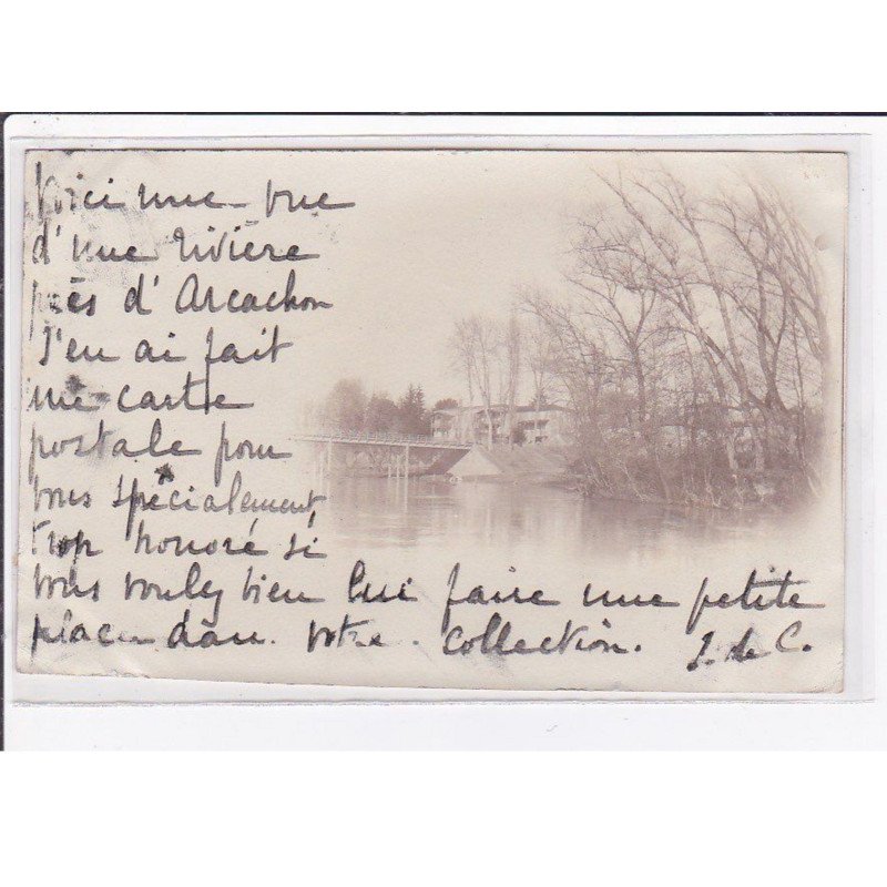 ARCACHON : carte photo (en 1900 - une rivière aux environs d'Arcachon) - très bon état