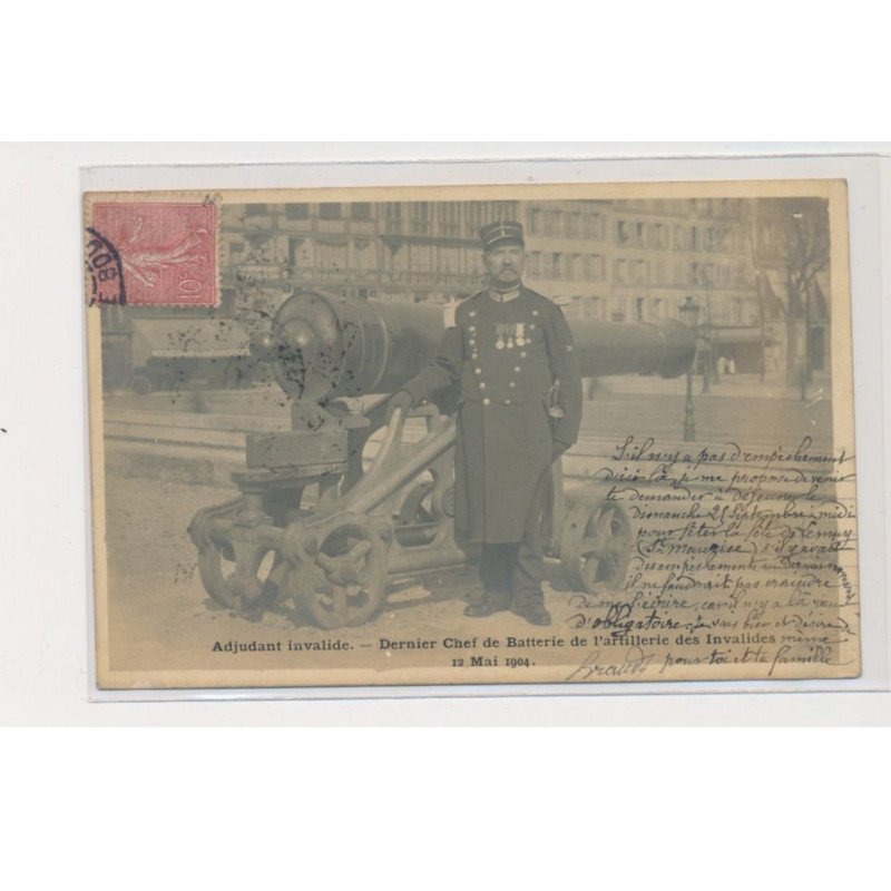 PARIS - carte photo - adjudant invalide - dernier chef de batterie de l'artillerie des Invalides - très bon état