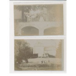 MALIGNY - Carte photo - Château - Remise d'une décoration après le sauvetage des bois - 2 CPA - très bon état