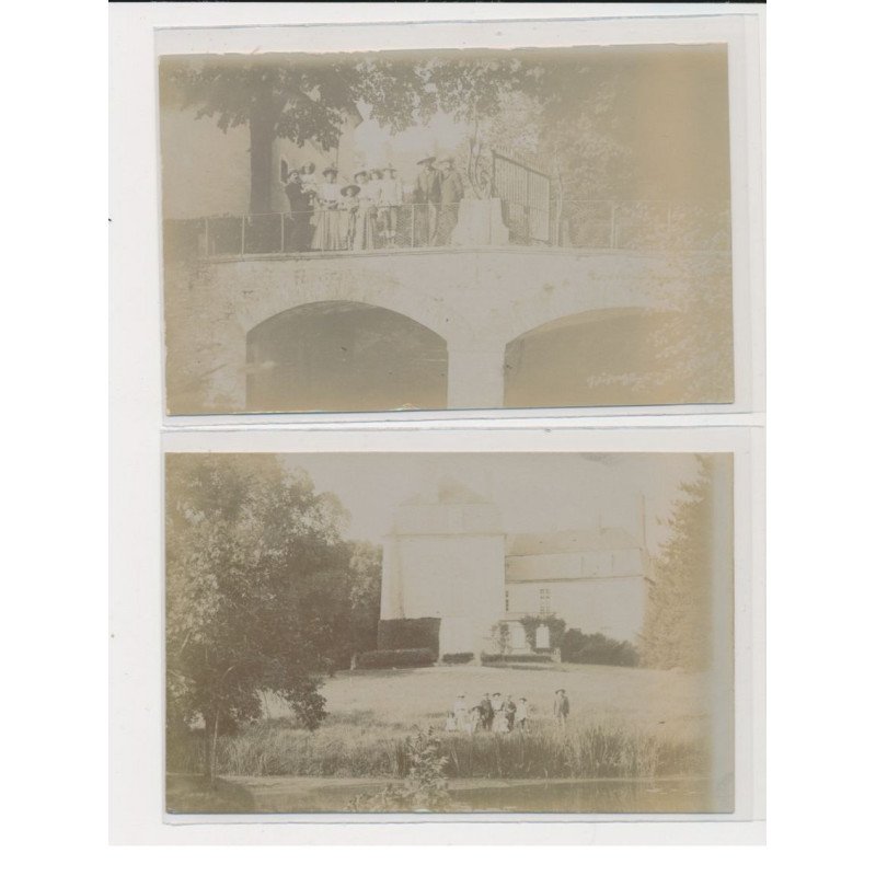 MALIGNY - Carte photo - Château - Remise d'une décoration après le sauvetage des bois - 2 CPA - très bon état