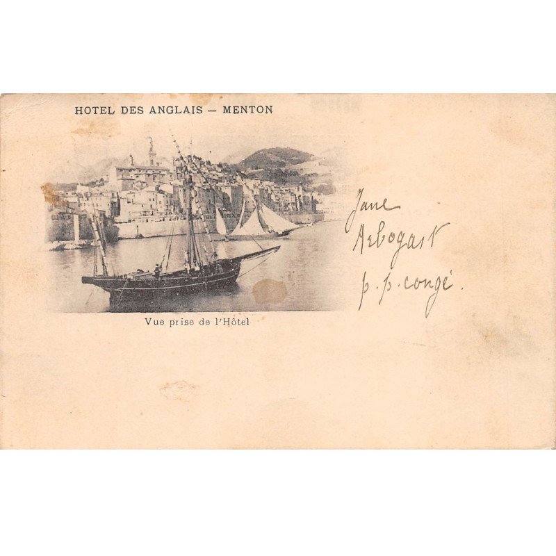 MENTON - Hôtel des Anglais - Vue prise de l'Hôtel - très bon état
