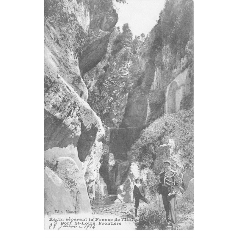 Ravin séparant la France de l'Italie - Pont Saint Louis, Frontière - très bon état