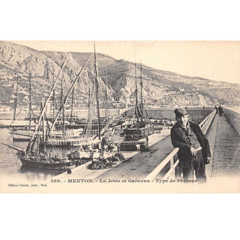 MENTON - La Jetée et Garavan - Type de Pêcheur - très bon état