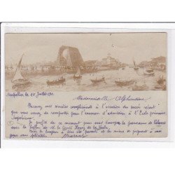 PALAVAS LES FLOTS : carte photo du départ du ballon rond du Comte Henri de la Vaulx - très bon état