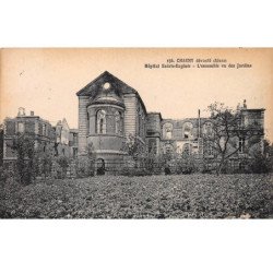 CHAUNY dévasté - Hôpital Sainte Eugénie - L'ensemble vu des Jardins - très bon état