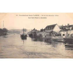 Inondations dans l'Aisne - 23 et 25 Janvier 1910 - Quai Saint Waast à SOISSONS - très bon état