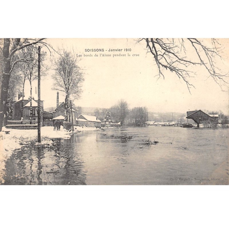 SOISSONS - Janvier 1910 - Les bords de l'Aisne pendant la crue - très bon état