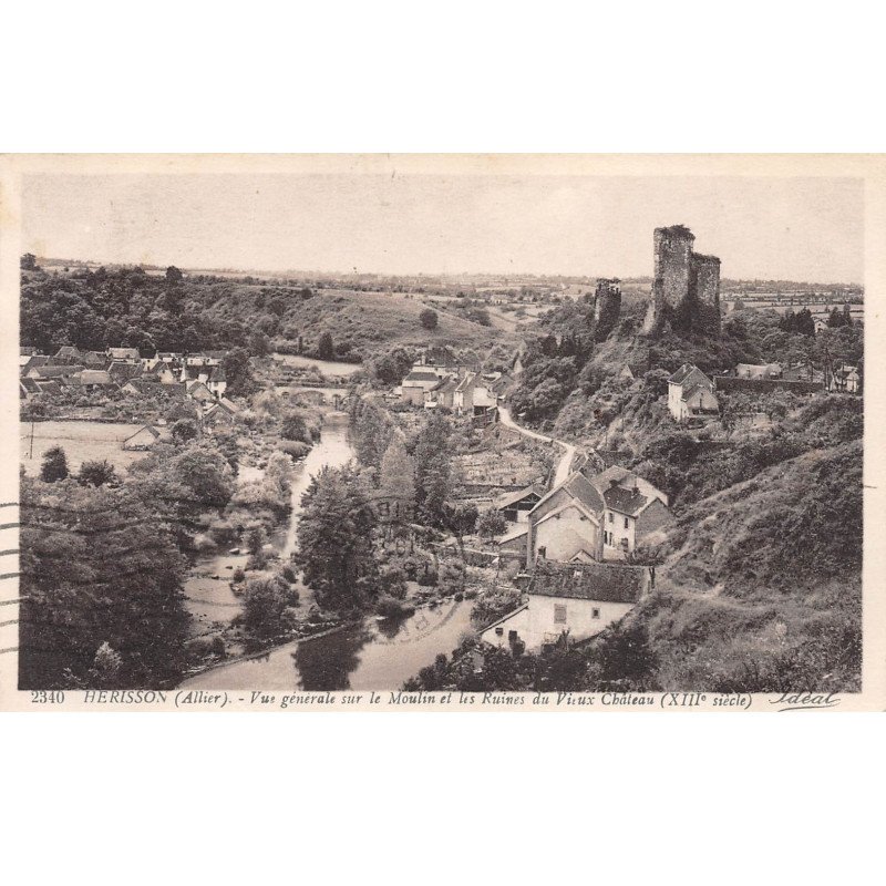 HERISSON - Vue générale sur le Moulin et les Ruines du Vieux Château - très bon état