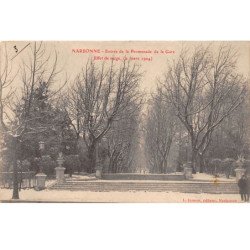 NARBONNE - Entrée de la Promenade de la Gare - Effet de Neige ( 2 mars 1904 ) - très bon état