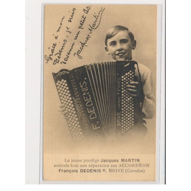 BRIVE - Le jeune prodige Jacques Martin exécute tout son répertoire sur accordéon François Dedenis - très bon état