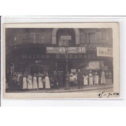 PARIS 16ème : carte photo de la boucherie - marchand de vins BESNAULT au 1 rue de Passy - bon état