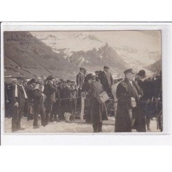 EAUX BONNES : carte photo du concours de skis en 1909 - le Roi d'Espagne Alfons XIII - état