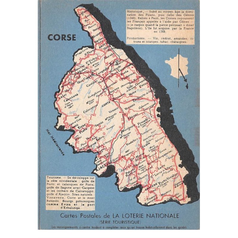 CORSE - Cartes postales de La Loterie Nationale - très bon état