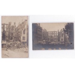 SAINT ETIENNE : lot de 2 cartes photo de l'hotel de ville détruit en 1905 par un incendie (pompiers) - très bon état