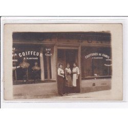 PARIS 11 ème : carte photo du salon de coiffure BLANCHARD au 86 boulevard de Charonne - état
