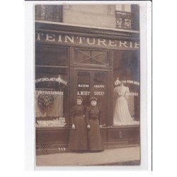 PARIS 9 ème : carte photo de la teinturerie CHAPUT (MIET successeur) au 2 rue Manuel - très bon état