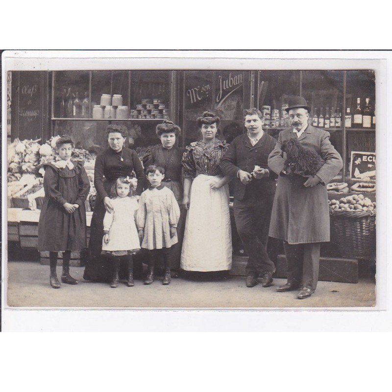 PARIS 18 ème : carte photo de l'épicerie JUBAN au 67 rue Marcadet - très bon état