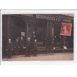 PARIS 9 ème : carte photo du magasin de soieries et fourrures DESGRANGES au 55-57 rue de Chateaudun - très bon état