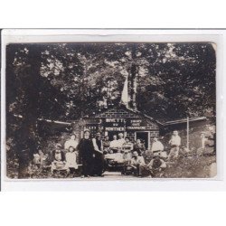 MONTLHERY ? : carte photo de la buvette du Monthery ? (sirops - cafés - champagne) - état