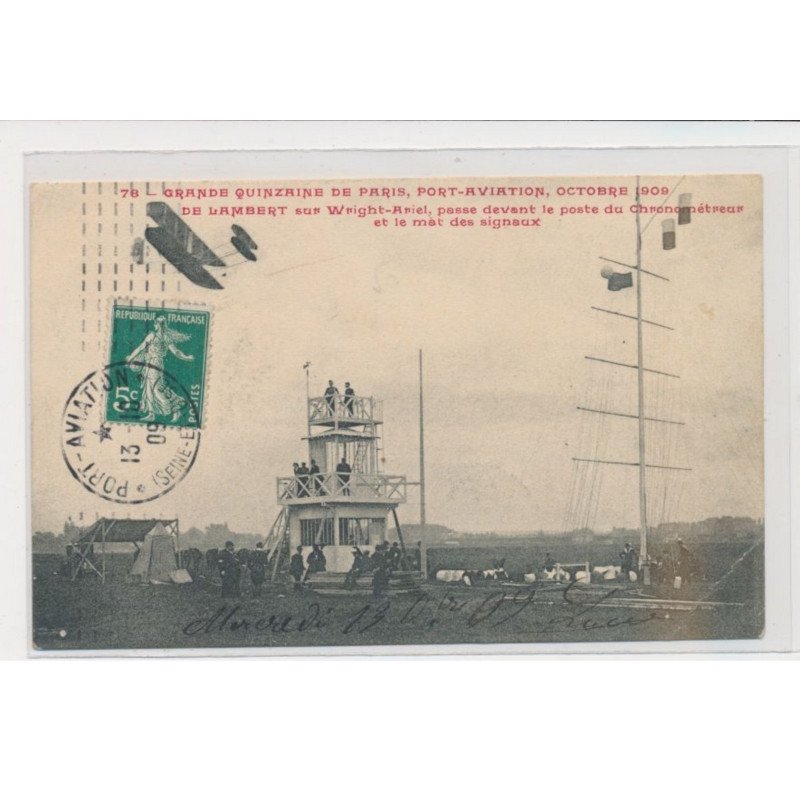 PORT AVIATION JUVISY - Cachet - Grande quinzaine de Paris - De Lambert sur Wright-Ariel - très bon état