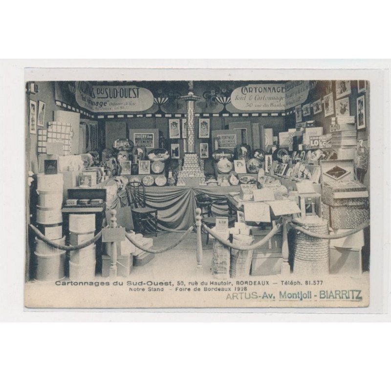 BIARRITZ - Cartonnages du Sud-Ouest - Notre stand - Foire de Bordeaux 1928 - très bon état