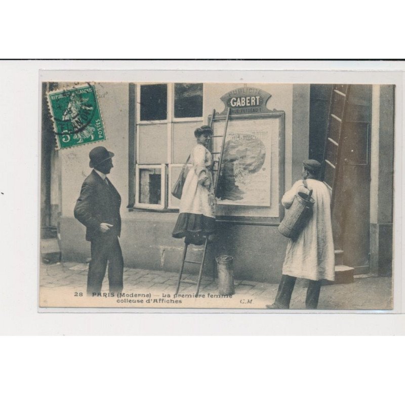 PARIS MODERNE - Les petits métiers de Paris - La colleuse d'affiches - Editeur Malcuit - état