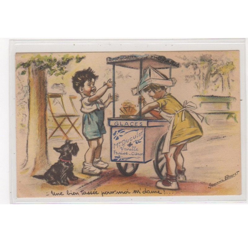 BOURET Germaine : cpa avec collage (systeme - série 593) (ex-collection Amigon) - très bon état