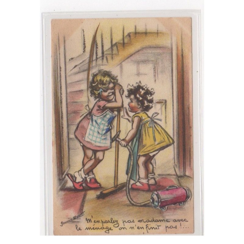 BOURET Germaine : cpa avec collage (systeme -  série 593) (ex-collection Amigon) - très bon état