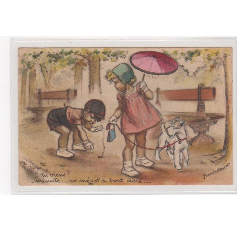 BOURET Germaine : cpa avec collage (systeme -  série 593) (ex-collection Amigon) - très bon état
