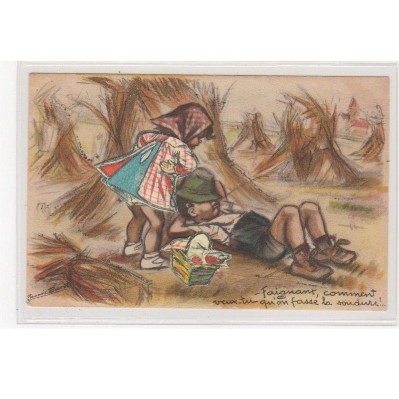 BOURET Germaine : cpa avec collage (systeme -  série 593) (ex-collection Amigon) - très bon état