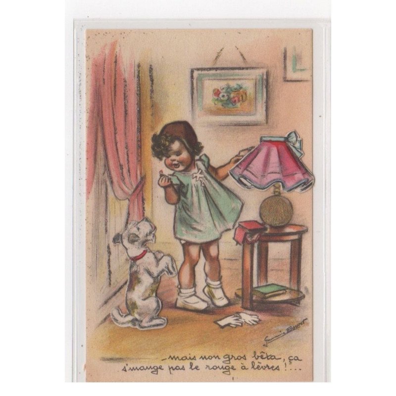 BOURET Germaine : cpa avec collage (systeme -  série 593) (ex-collection Amigon) - très bon état