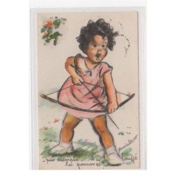 BOURET Germaine : cpa avec collage (systeme - série 631 - tir a l'arc) (ex-collection Amigon) - bon état (pli d'angle)