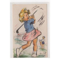 BOURET Germaine : cpa avec collage (systeme - série 631 - golf) (ex-collection Amigon) - très bon état