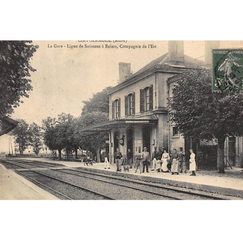 CIRY-SERMOISE : la gare, ligne de soissons à reims, compagnie de l'est - tres bon etat
