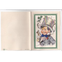 BOURET Germaine : carte de voeux avec collage (systeme - série 646 ) (ex-collection Amigon) format 13x17cm sur 4 volets
